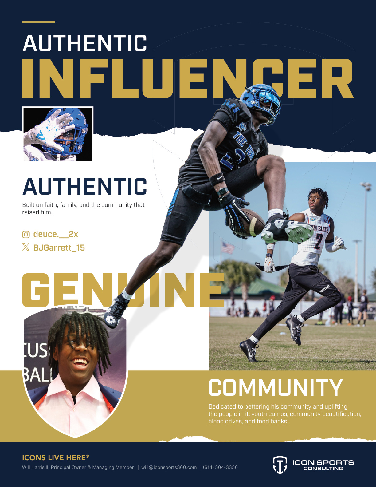 BJ Garrett NIL flyer — community, authenticity, and BG2 Collective